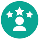 an icon of a person with three stars above them
