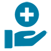 hand holding a first aid symbol