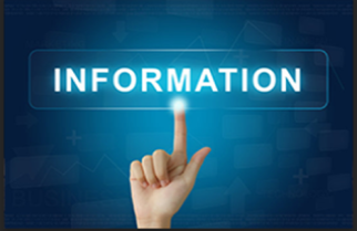finger pointing to the word information